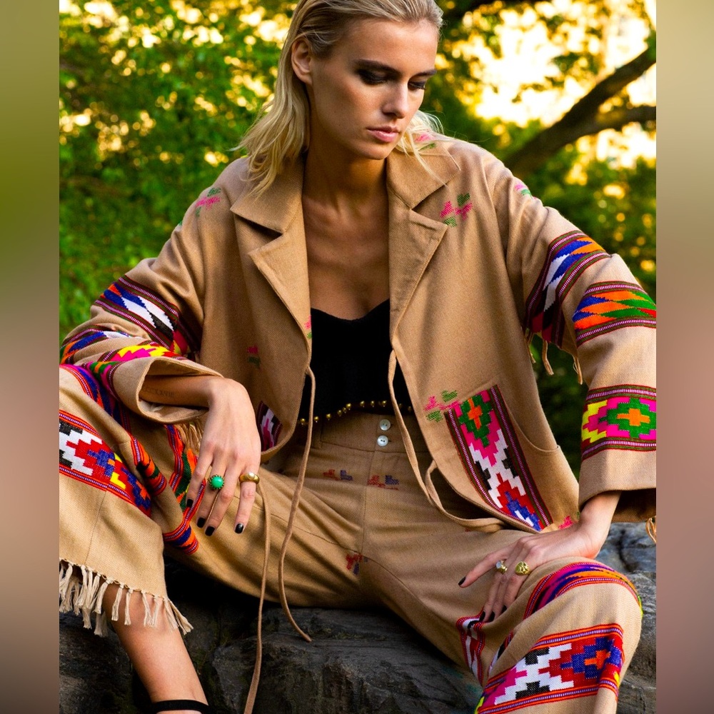 Alix of Bohemia Dune Western Blanket Jacket. Large 10/12. Handmade.